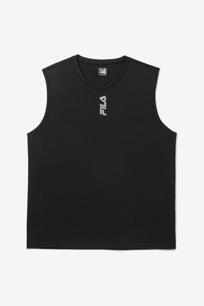 Fila Rep Tank Black T-Shirt Mens - NZ 80364-FRSX